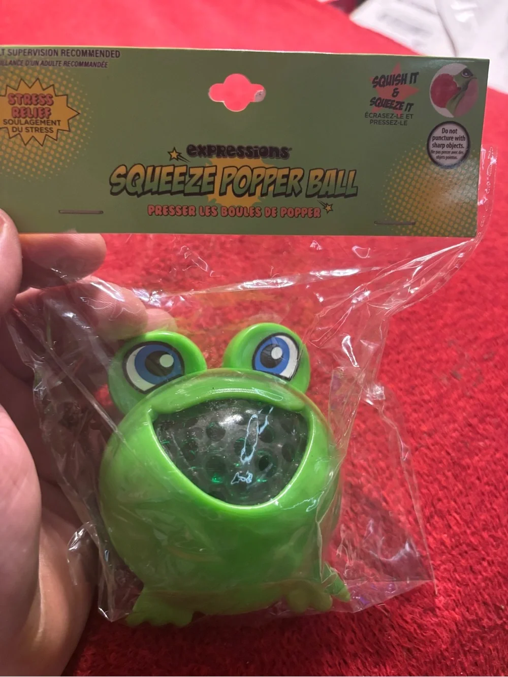Expressions Green Frog Squeeze Popper Ball - Stress Relief Kids Toy new